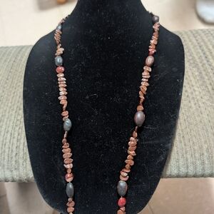Long Seed Bead Necklace: Natural Handcrafted Boho Tribal Jewelry